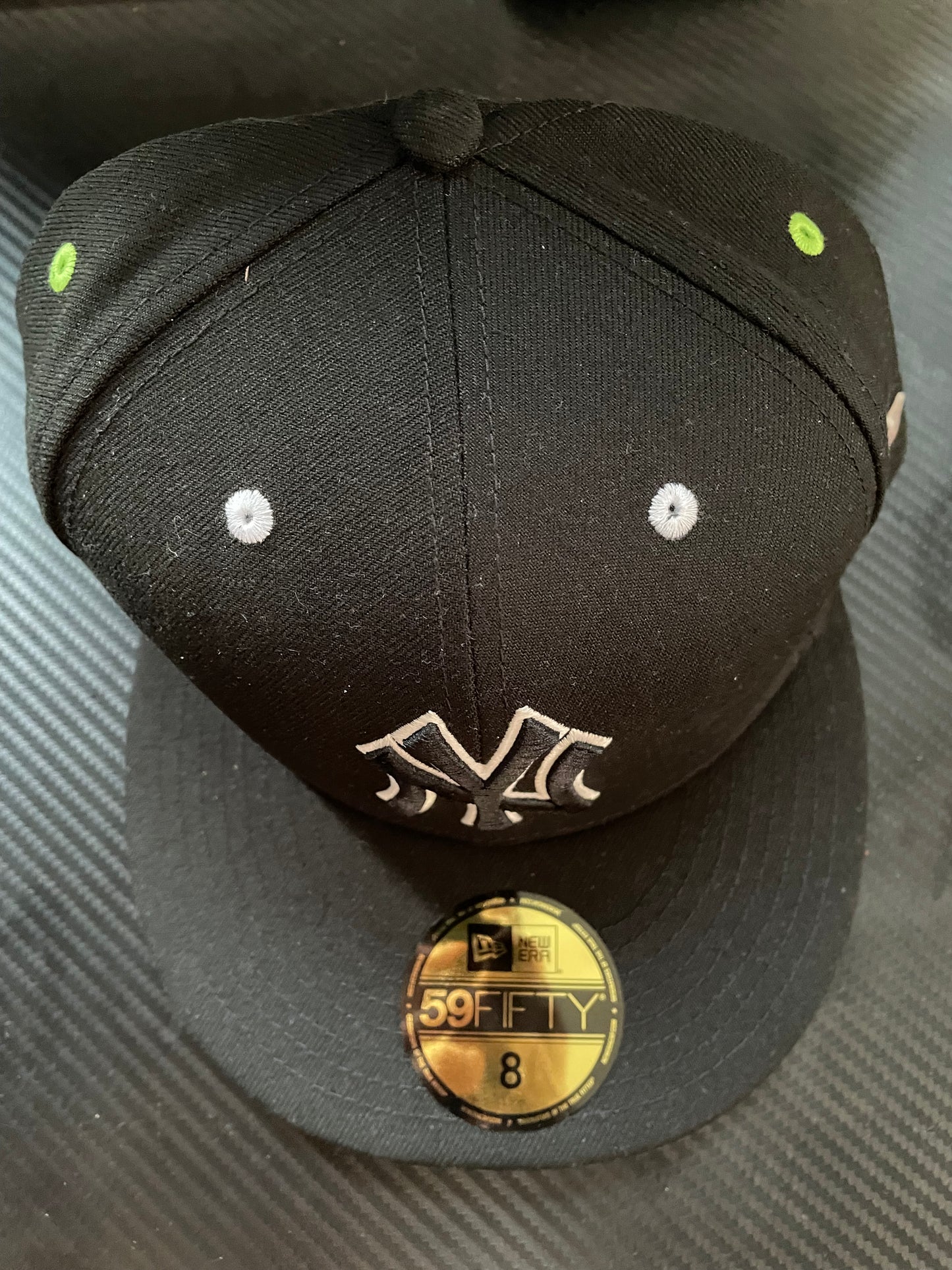New Era Feid Yankees Cap Black Green White Fitted Hat Size 8