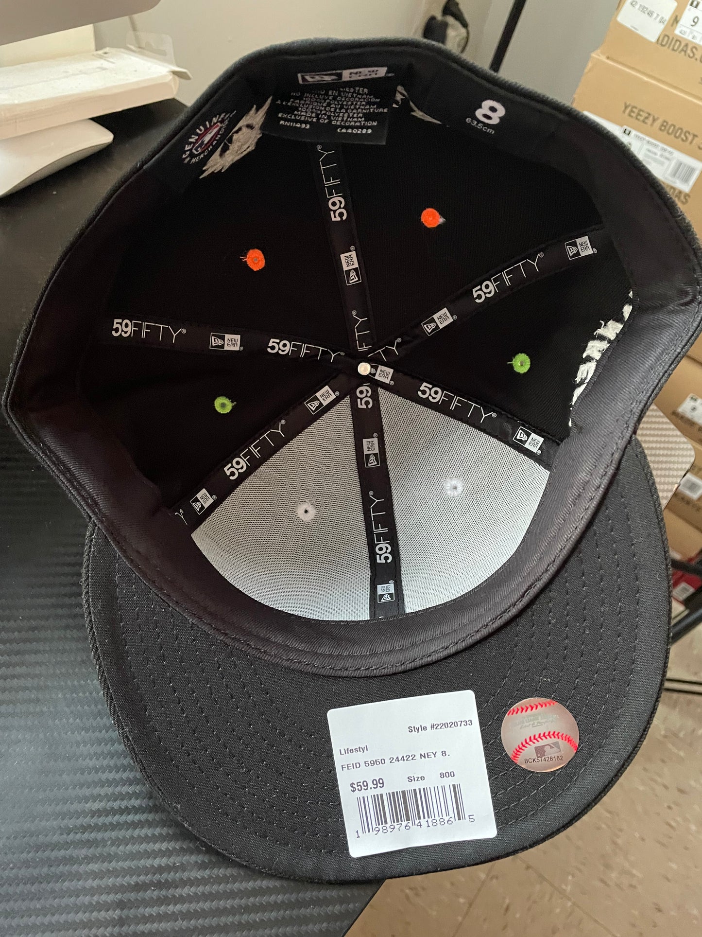 New Era Feid Yankees Cap Black Green White Fitted Hat Size 8