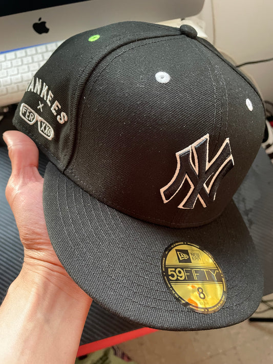 New Era Feid Yankees Cap Black Green White Fitted Hat Size 8